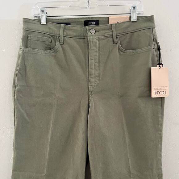 NYDJ Mia Palazzo Ankle Jeans High Waist Flare in Juniper Green Size 12 $109 NWT - Picture 3 of 12
